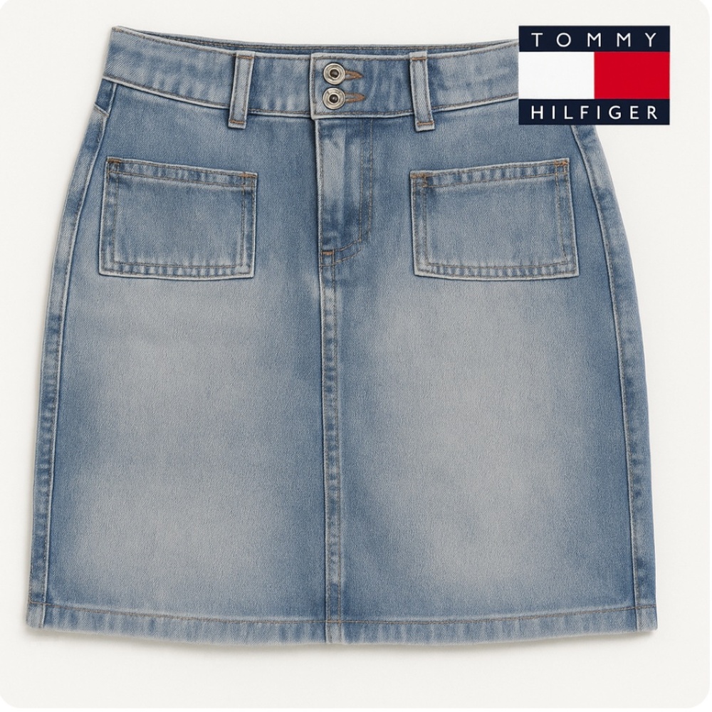 Vintage Y2K Tommy Hilfiger stone washed jean skirt. size small